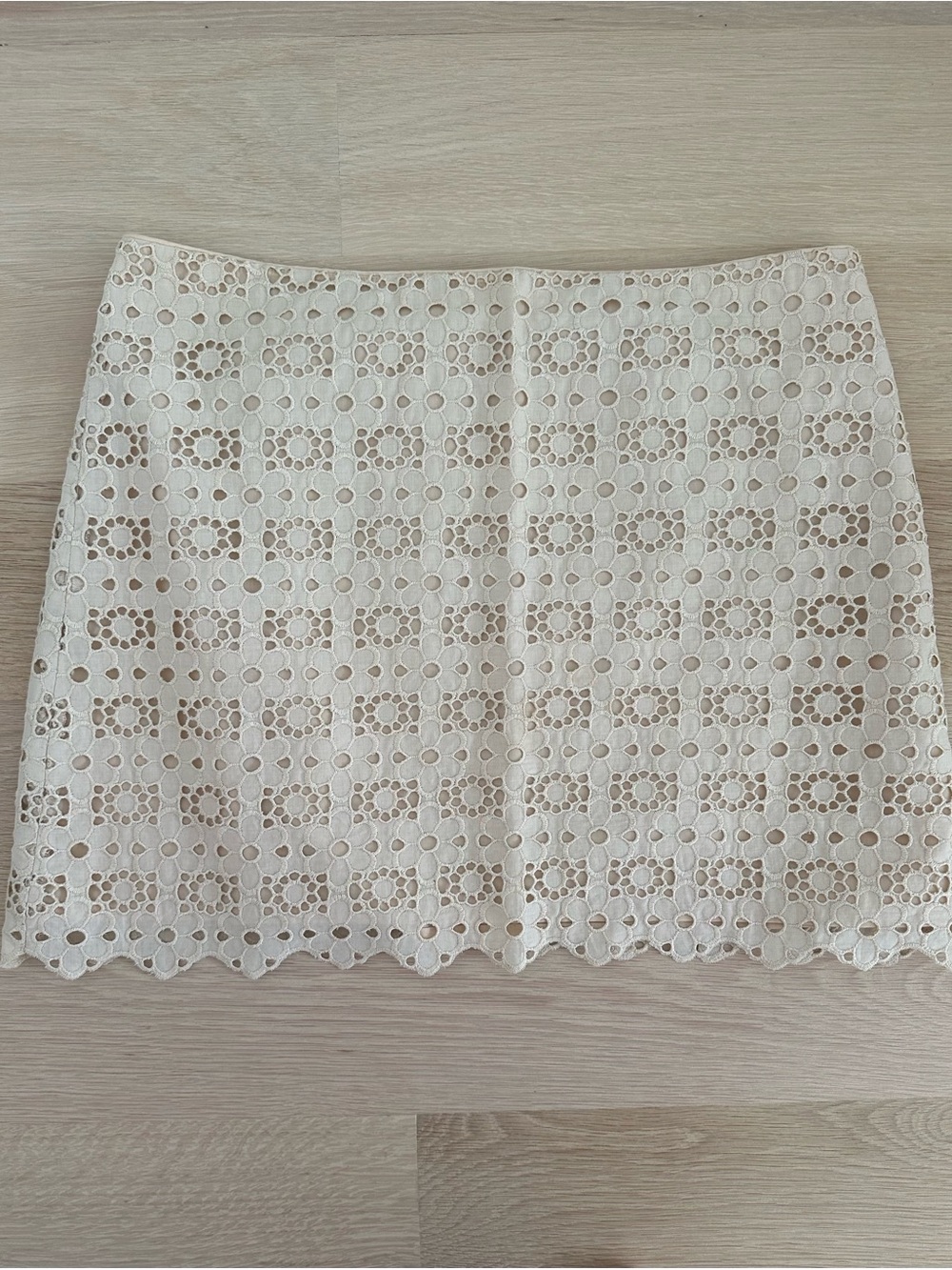 J. Crew - Lace Eyelet Mini Skirt in Cream - Size Large